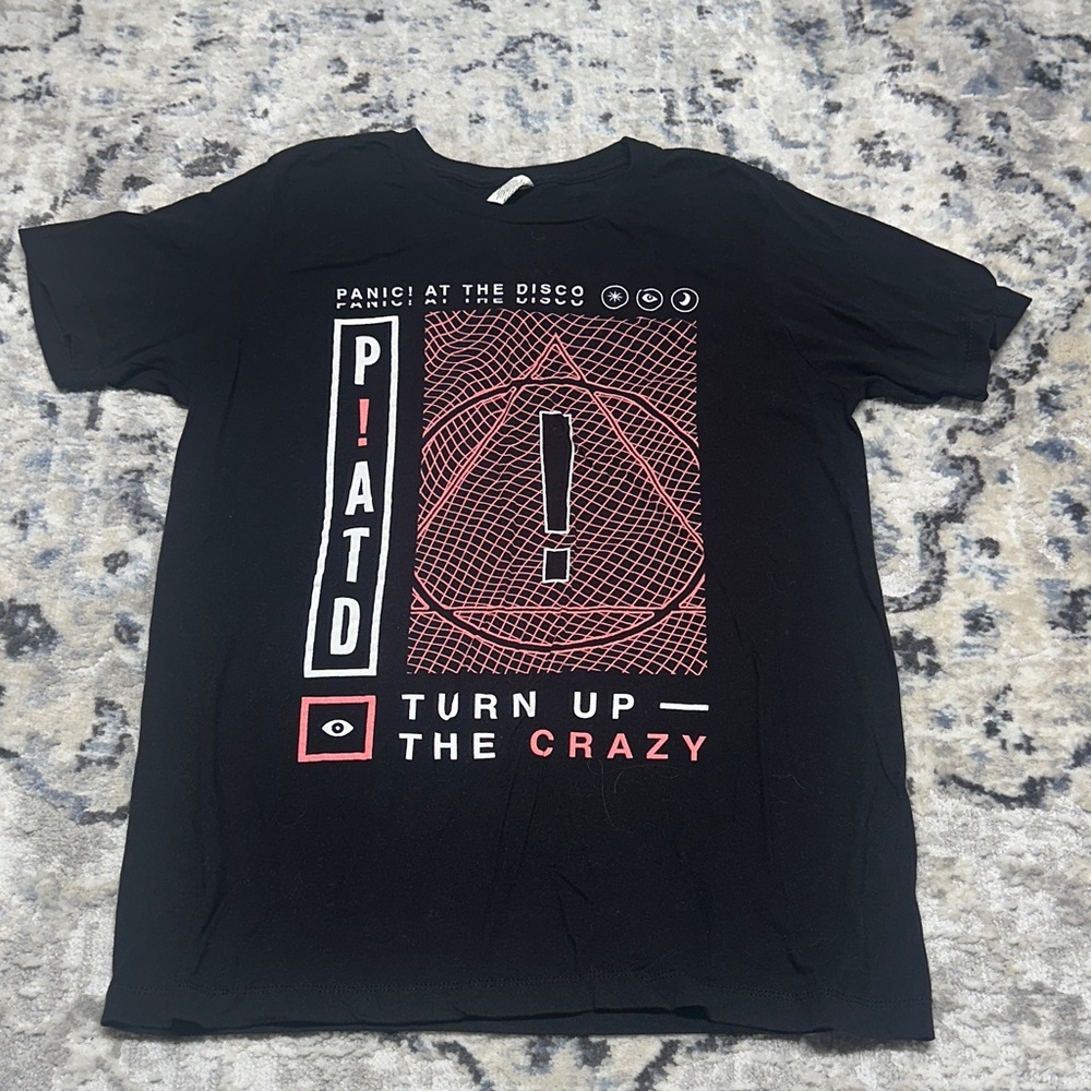 Panic! At The Disco Graphic Band T-Shirt Black Red “Turn Up the Crazy” Size M - Picture 1 of 5